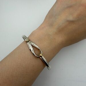 Tiffany & Co. 7” circumference vintage hook bangle sterling silver and 18kt YG